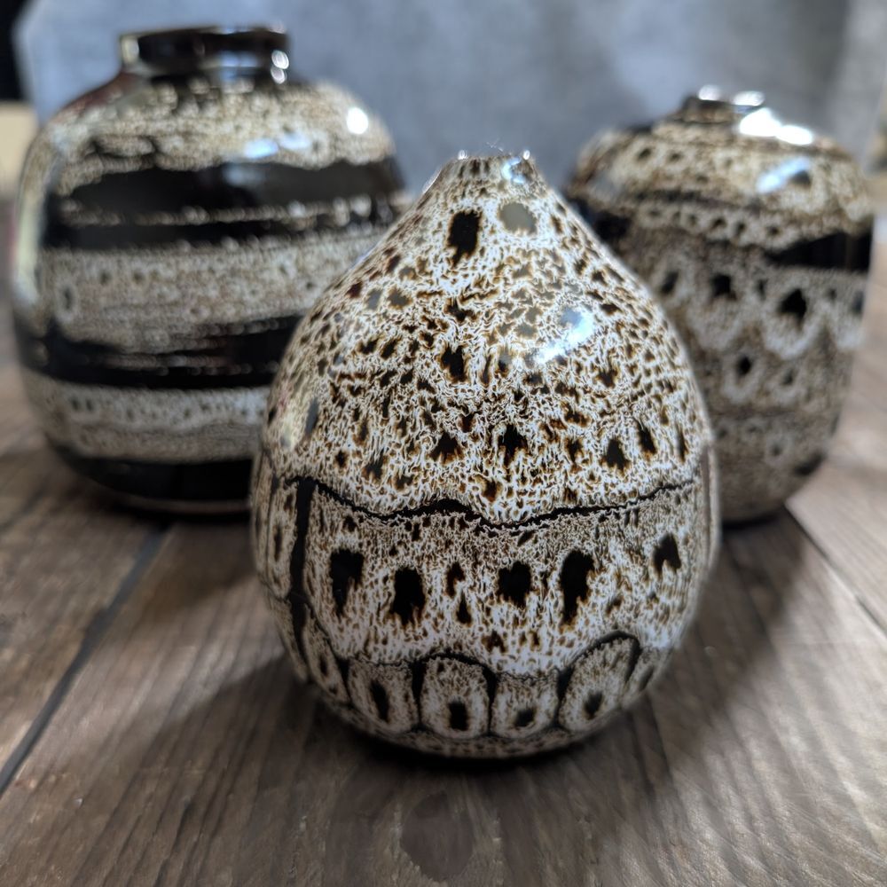 Three Creative Co-op Terracotta Vases in Warm Brown